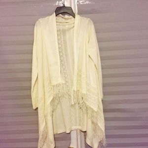 Tassel long cream sweater